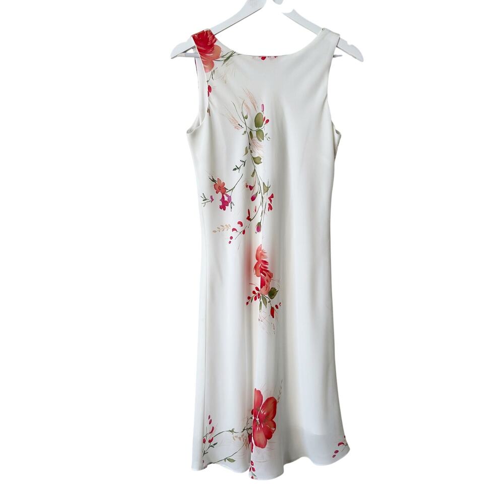 Vintage B. Moss Y2K Midi Dress White Size 8 USA Made Fairycore Romanitc Floral
